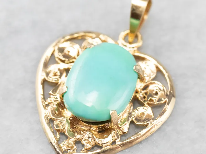 Turquoise Gold Filigree Heart Pendant Market Square Jewelers Necklaces Turquoise Gold Filigree Heart Pendant Market Square Jewelers Necklaces