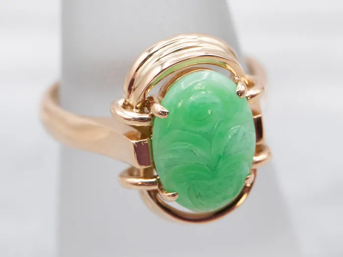 Vintage Carved Jade Solitaire Ring Market Square Jewelers Rings Vintage Carved Jade Solitaire Ring Market Square Jewelers Rings