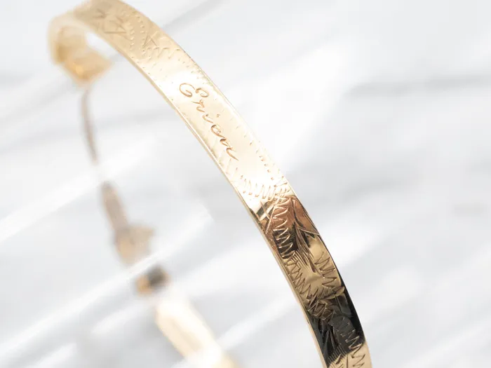 Vintage Gold Erica Hinged Etched Childs Bracelet Market Square Jewelers Bracelets Vintage Gold Erica Hinged Etched Childs Bracelet Market Square Jewelers Bracelets