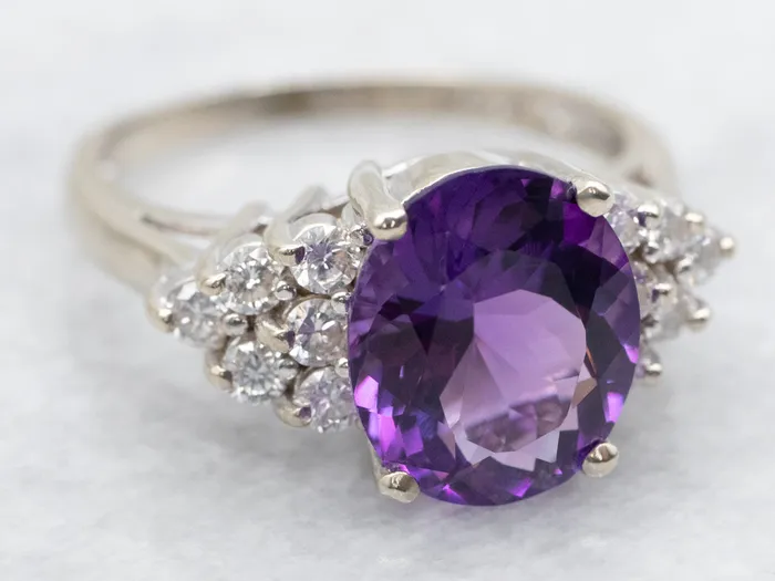 White Gold Amethyst and Diamond Ring Market Square Jewelers Rings White Gold Amethyst and Diamond Ring Market Square Jewelers Rings