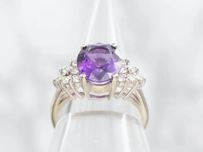 White Gold Amethyst and Diamond Ring Market Square Jewelers Rings White Gold Amethyst and Diamond Ring Market Square Jewelers Rings