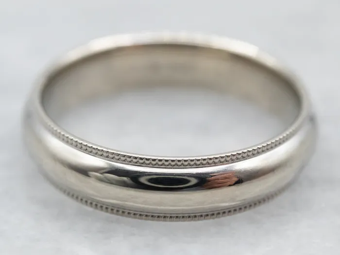 White Gold Milgrain Edge Wedding Band Market Square Jewelers Rings