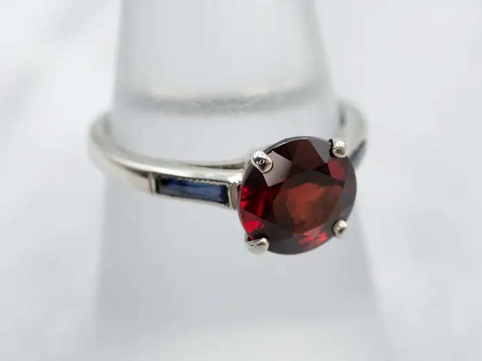 White Gold Pyrope Garnet and Synthetic Sapphire Ring Market Square Jewelers Rings White Gold Pyrope Garnet and Synthetic Sapphire Ring Market Square Jewelers Rings