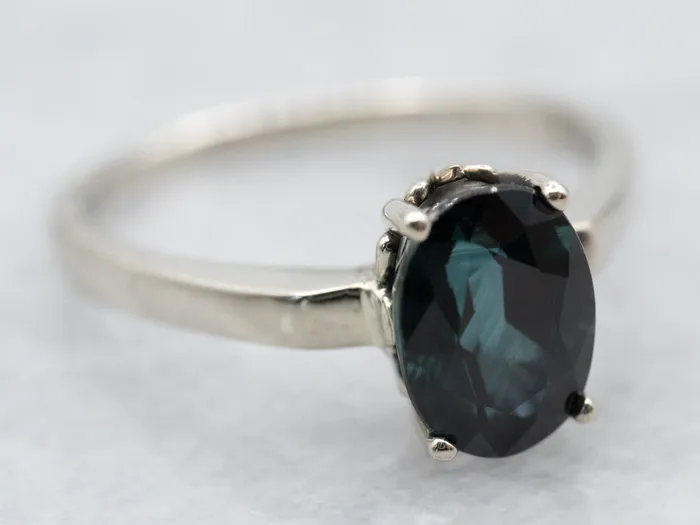White Gold Sapphire Solitaire Ring Market Square Jewelers Rings