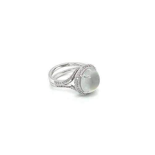 White Jade Diamond Ring CH Collection Rings