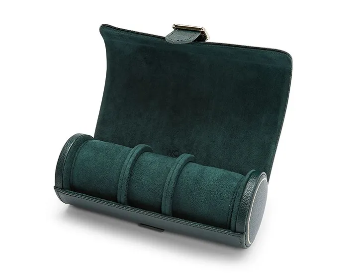 Wolf British Racing Green Triple Watch Roll Wolf Watches