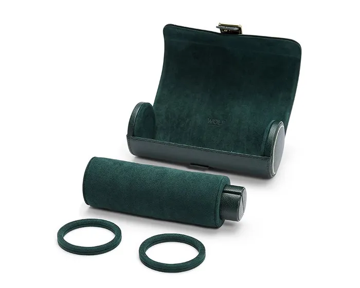Wolf British Racing Green Triple Watch Roll Wolf Watches