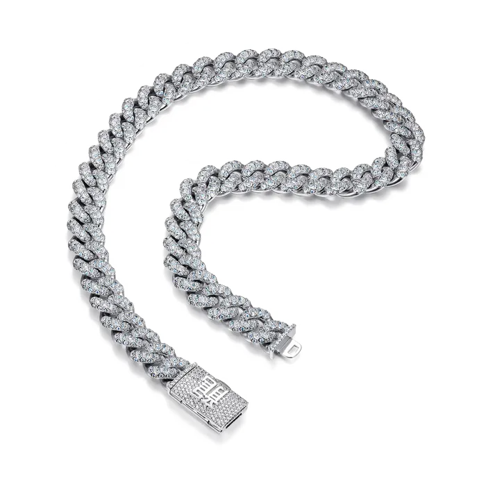WONG Dragon Box Clasp Cuban ChainWhite Gold old Necklaces