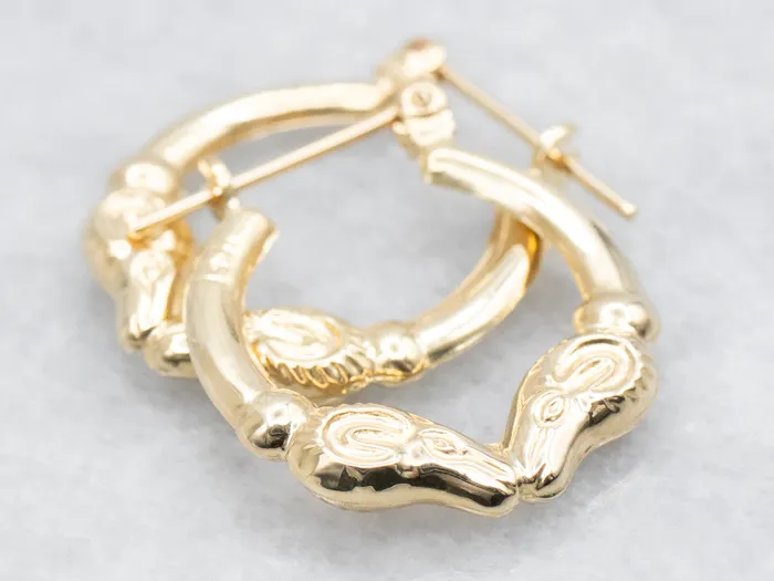 Yellow Gold Ram Head Hoop Earrings Market Square Jewelers Earrings Yellow Gold Ram Head Hoop Earrings Market Square Jewelers Earrings
