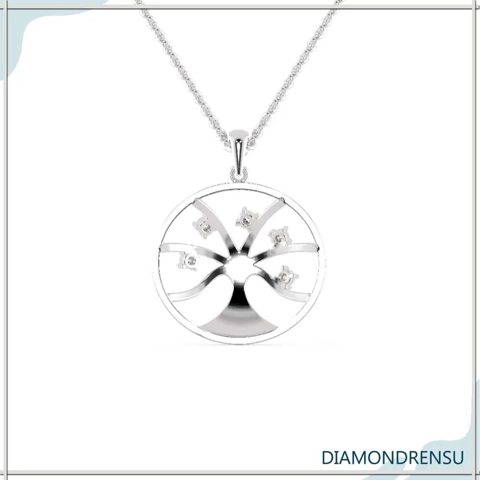 015 TCW Round Moissanite Wedding Pendant Tree Life Pendant Diamondrensu Necklaces 015 TCW Round Moissanite Wedding Pendant Tree Life Pendant Diamondrensu Necklaces