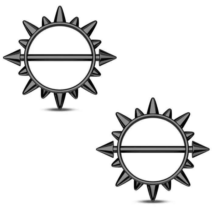 14G 2PCS Spike Circle Nipple Ring Set OUFER BODY JEWELRY Rings