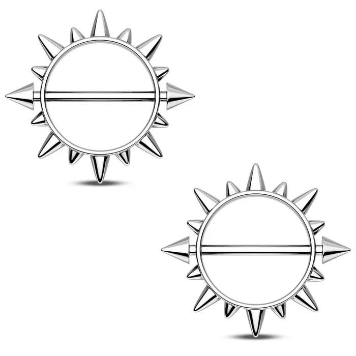 14G 2PCS Spike Circle Nipple Ring Set OUFER BODY JEWELRY Rings 14G 2PCS Spike Circle Nipple Ring Set OUFER BODY JEWELRY Rings