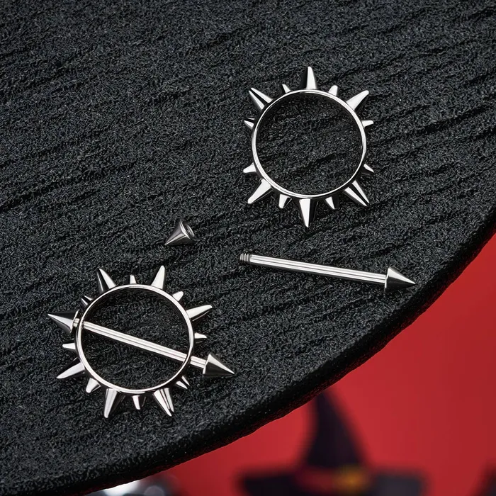 14G 2PCS Spike Circle Nipple Ring Set OUFER BODY JEWELRY Rings 14G 2PCS Spike Circle Nipple Ring Set OUFER BODY JEWELRY Rings