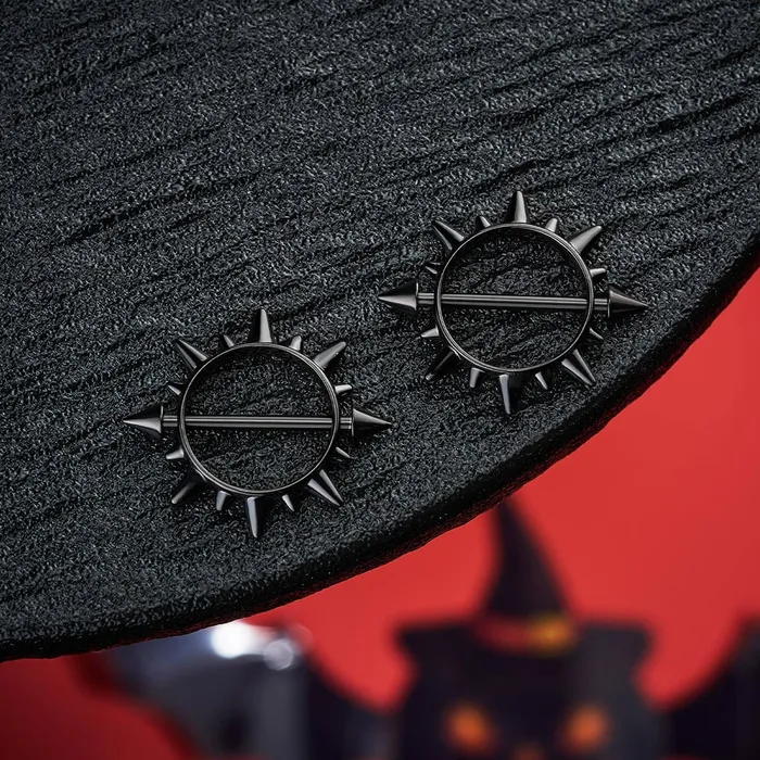 14G 2PCS Spike Circle Nipple Ring Set OUFER BODY JEWELRY Rings 14G 2PCS Spike Circle Nipple Ring Set OUFER BODY JEWELRY Rings