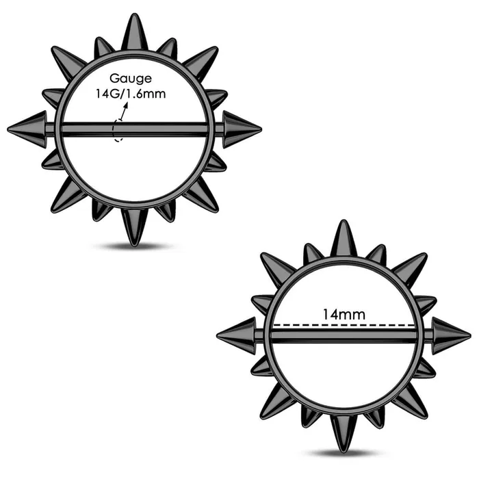 14G 2PCS Spike Circle Nipple Ring Set OUFER BODY JEWELRY Rings 14G 2PCS Spike Circle Nipple Ring Set OUFER BODY JEWELRY Rings