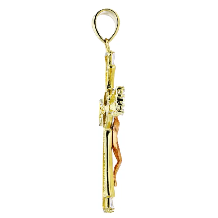 14K Tricolor Gold 75x44MM Jesus Cross Baguette Pendant DecadenceJewelry Necklaces 14K Tricolor Gold 75x44MM Jesus Cross Baguette Pendant DecadenceJewelry Necklaces