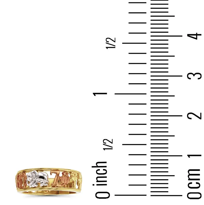 14K Tricolor Gold Polished Elephant Fashion Ring DecadenceJewelry Rings