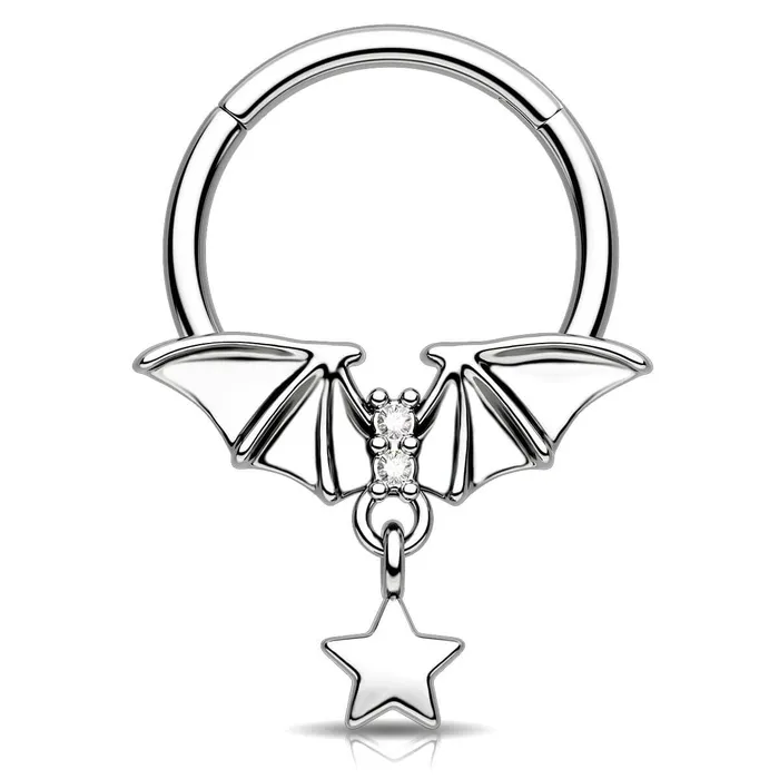 16G Bat Wings Star Dangle Septum Ring OUFER BODY JEWELRY Rings