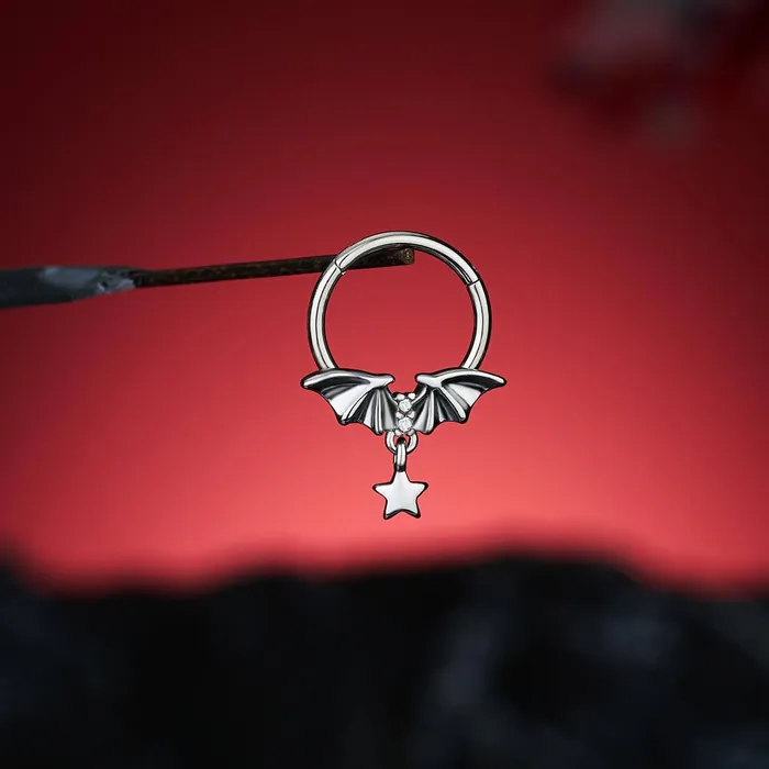 16G Bat Wings Star Dangle Septum Ring OUFER BODY JEWELRY Rings 16G Bat Wings Star Dangle Septum Ring OUFER BODY JEWELRY Rings