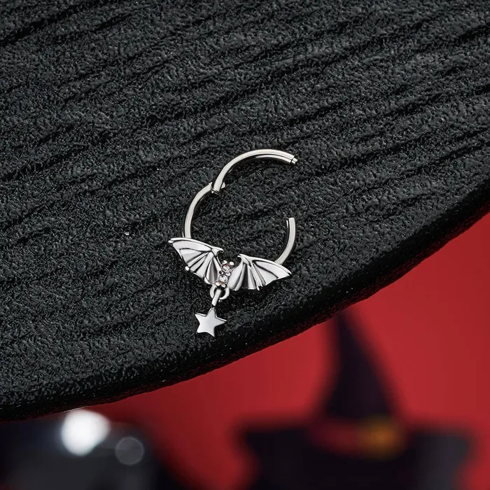 16G Bat Wings Star Dangle Septum Ring OUFER BODY JEWELRY Rings 16G Bat Wings Star Dangle Septum Ring OUFER BODY JEWELRY Rings
