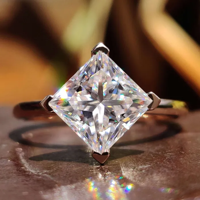253 CT Princess Cut Moissanite Solitaire Engagement Ring Diamondrensu Rings