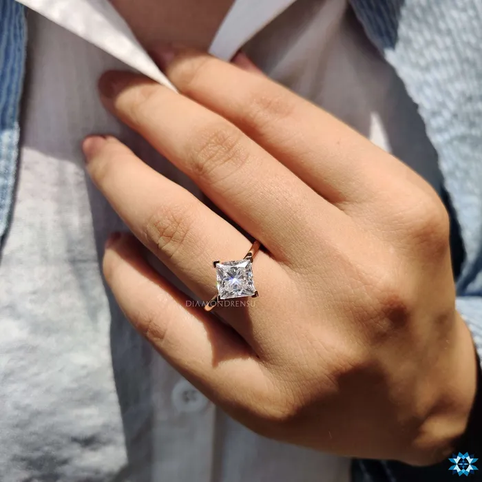 253 CT Princess Cut Moissanite Solitaire Engagement Ring Diamondrensu Rings