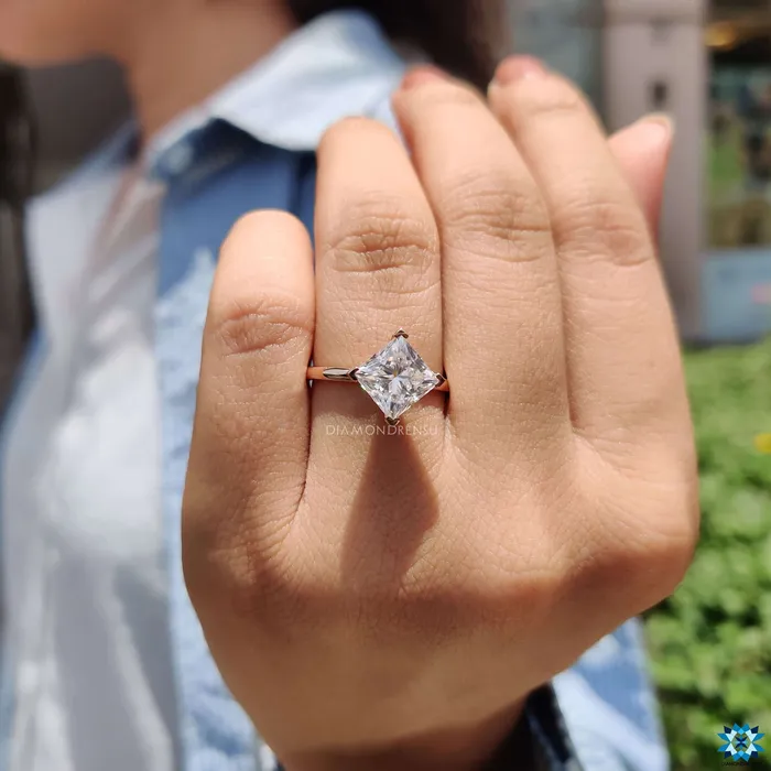 253 CT Princess Cut Moissanite Solitaire Engagement Ring Diamondrensu Rings