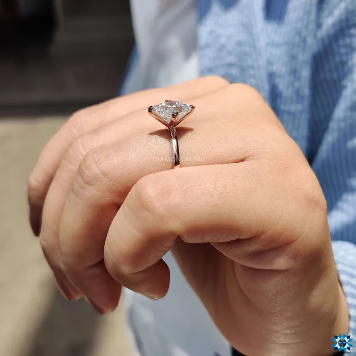 253 CT Princess Cut Moissanite Solitaire Engagement Ring Diamondrensu Rings