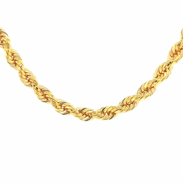 22K Gold 24 Inches Solid Rope Chain Gold Palace PreStyled Sets