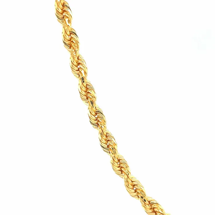 22K Gold 24 Inches Solid Rope Chain Gold Palace PreStyled Sets