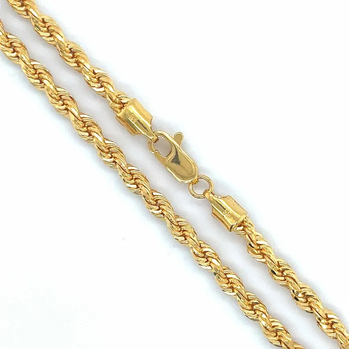 22K Gold 24 Inches Solid Rope Chain Gold Palace PreStyled Sets