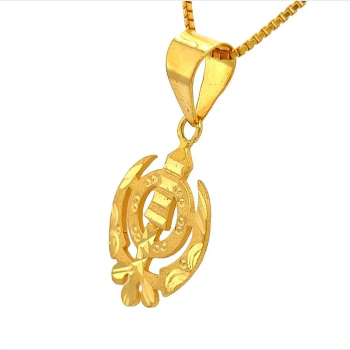 22K Gold Khanda Sikh Cutout Pendant Gold Palace PreStyled Sets