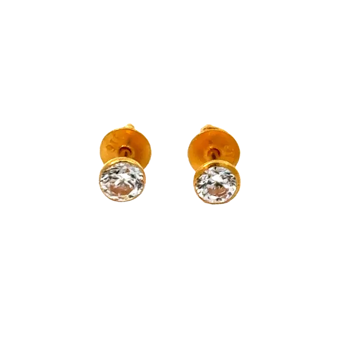 22k Yellow Gold Cubic Zirconia Stud Earrings with gold weight of 0659g Gold Palace Earrings