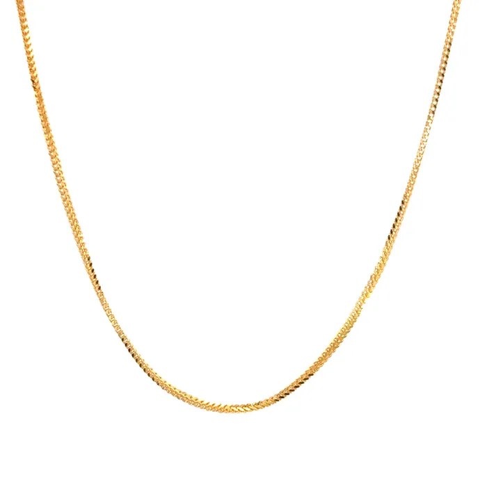 22k Yellow Gold Fox Chain measuring 1mm width x 20 inch length Gold Palace Necklaces 22k Yellow Gold Fox Chain measuring 1mm width x 20 inch length Gold Palace Necklaces