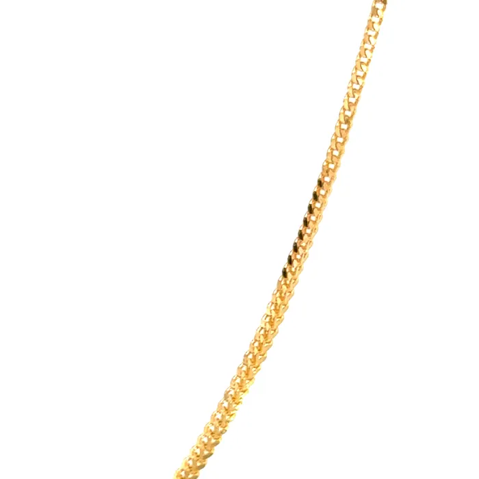 22k Yellow Gold Fox Chain measuring 1mm width x 20 inch length Gold Palace Necklaces