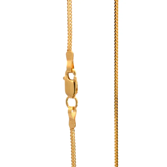 22k Yellow Gold Fox Chain measuring 1mm width x 20 inch length Gold Palace Necklaces