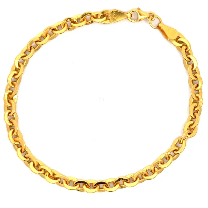 22k Yellow Gold Sleek Classic Link Bracelet measuring 4mm thickness x 744 inch length Gold Palace Bracelets 22k Yellow Gold Sleek Classic Link Bracelet measuring 4mm thickness x 744 inch length Gold Palace Bracelets