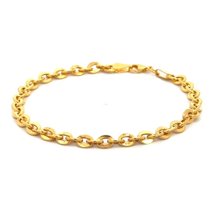 22k Yellow Gold Sleek Classic Link Bracelet measuring 4mm thickness x 744 inch length Gold Palace Bracelets