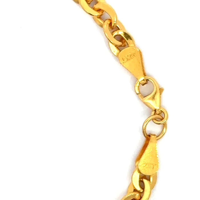 22k Yellow Gold Sleek Classic Link Bracelet measuring 4mm thickness x 744 inch length Gold Palace Bracelets