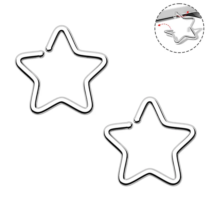2PCS 20G Titanium Star Seamless Nose Ring OUFER BODY JEWELRY Rings