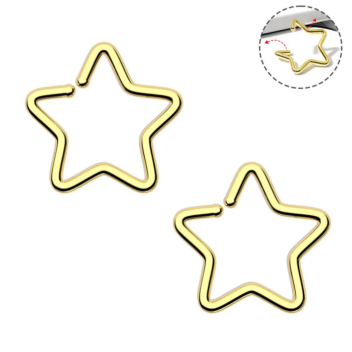 2PCS 20G Titanium Star Seamless Nose Ring OUFER BODY JEWELRY Rings