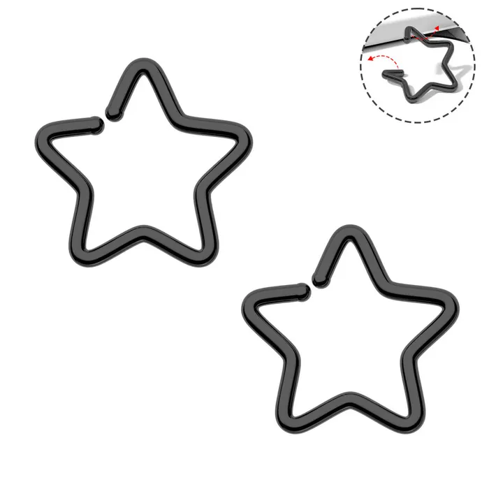 2PCS 20G Titanium Star Seamless Nose Ring OUFER BODY JEWELRY Rings