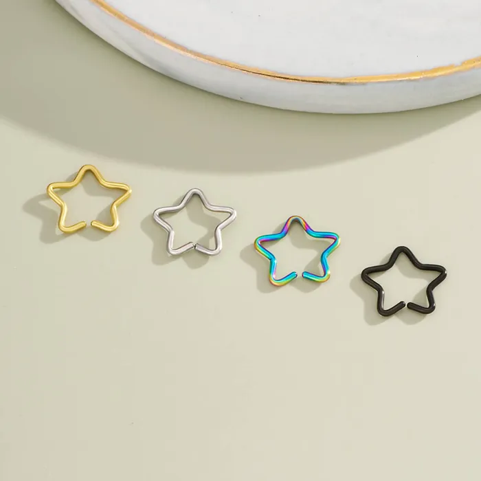 2PCS 20G Titanium Star Seamless Nose Ring OUFER BODY JEWELRY Rings