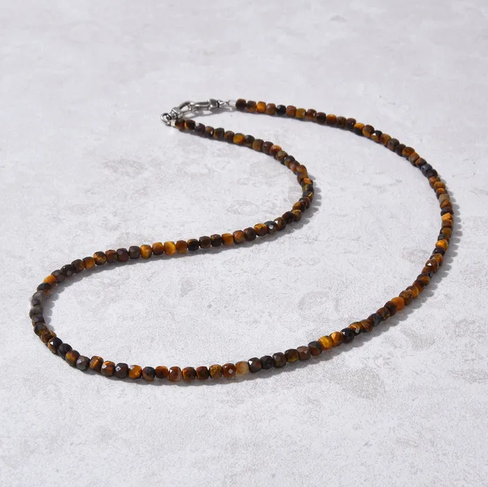 4mm Tiger Eye Faceted Cube 21 Necklace Multi wrap Bracelet KALIFANO Bracelets 4mm Tiger Eye Faceted Cube 21 Necklace Multi wrap Bracelet KALIFANO Bracelets