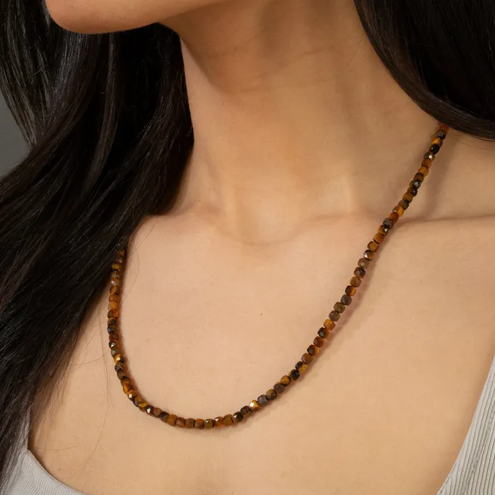 4mm Tiger Eye Faceted Cube 21 Necklace Multi wrap Bracelet KALIFANO Bracelets