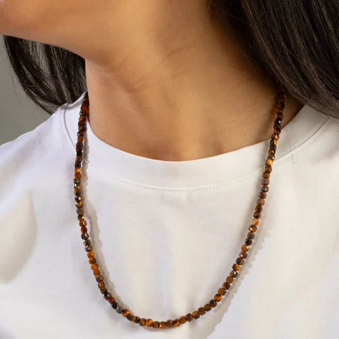 4mm Tiger Eye Faceted Cube 21 Necklace Multi wrap Bracelet KALIFANO Bracelets