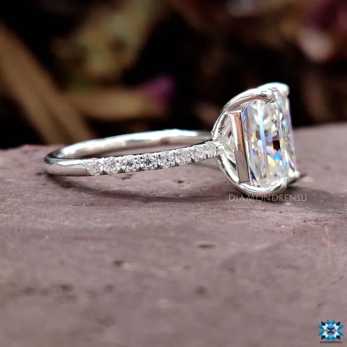 594 TCW Radiant Cut Colorless Moissanite Engagement Ring Diamondrensu Rings 594 TCW Radiant Cut Colorless Moissanite Engagement Ring Diamondrensu Rings
