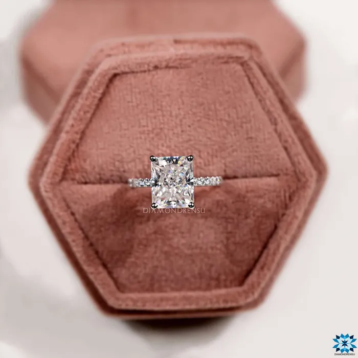 594 TCW Radiant Cut Colorless Moissanite Engagement Ring Diamondrensu Rings 594 TCW Radiant Cut Colorless Moissanite Engagement Ring Diamondrensu Rings