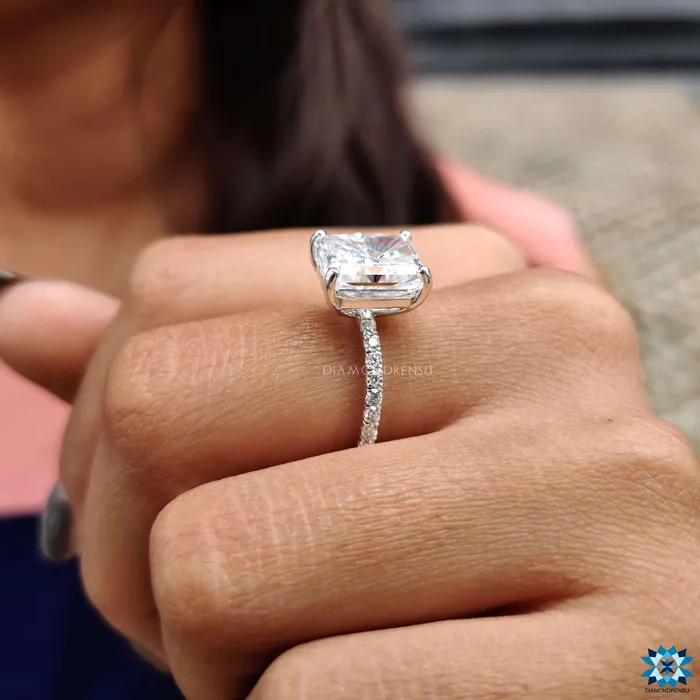 594 TCW Radiant Cut Colorless Moissanite Engagement Ring Diamondrensu Rings 594 TCW Radiant Cut Colorless Moissanite Engagement Ring Diamondrensu Rings