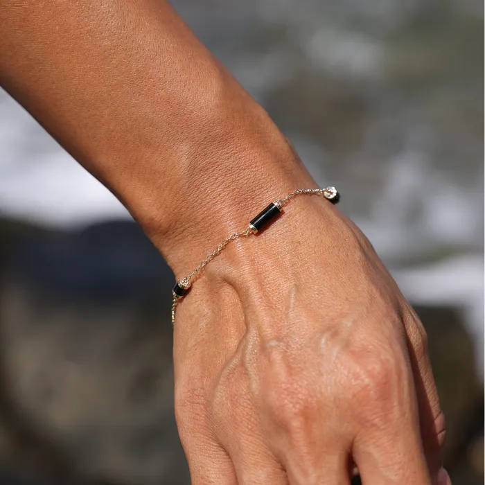 Adjustable 775 Ocean Chimes Black Coral Bracelet in Gold Maui Divers Jewelry Bracelets